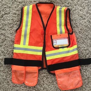Kids Construction Vest/Hat Costume Orange Reflective Safety Vest